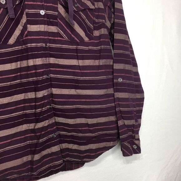 Columbia Striped Hooded Button Down Long Sleeve Shirt Sz S - Picture 4 of 14